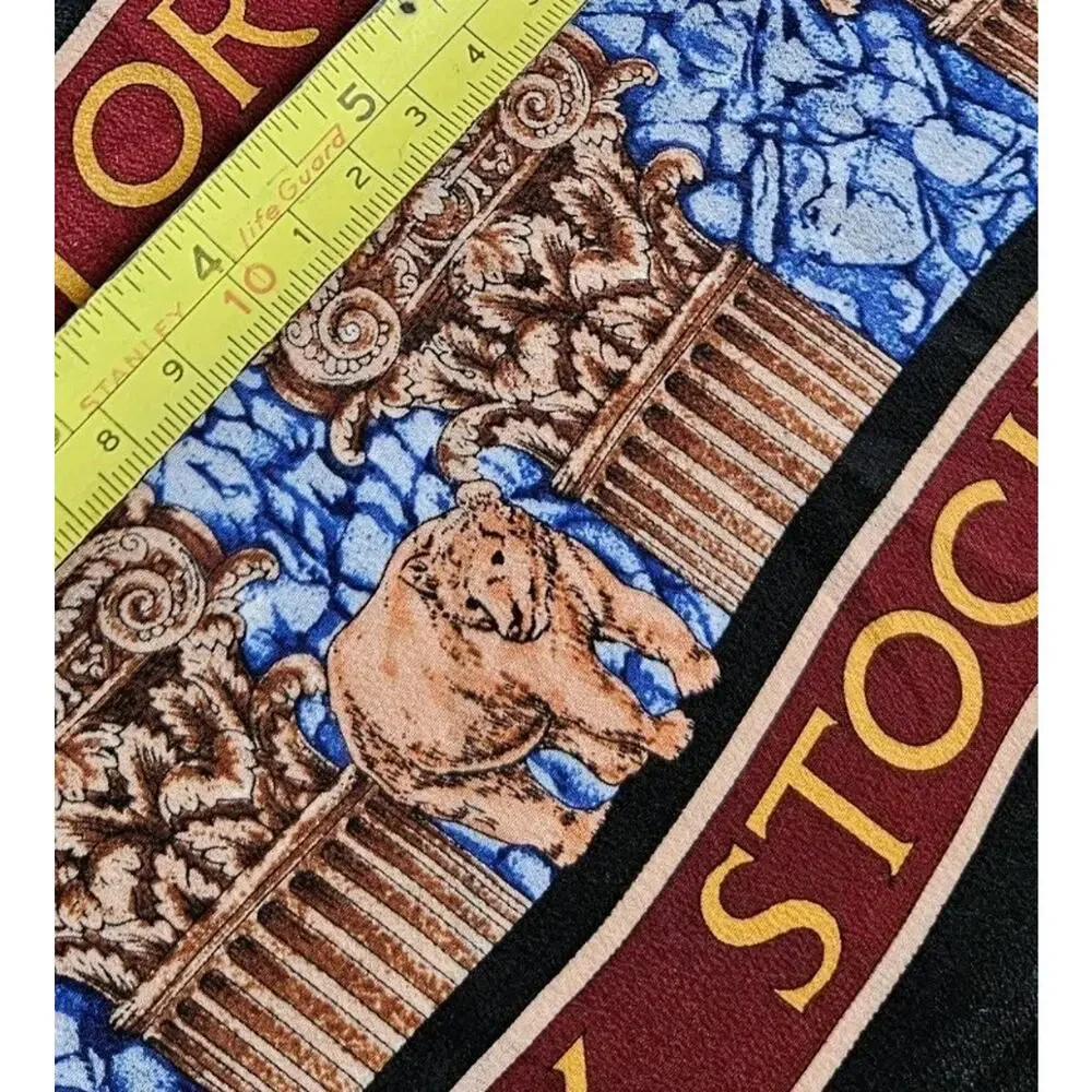 Vos & Low Designs NYSE Stock Exchange 100% Silk Scarf Black Hand Rolled Edges